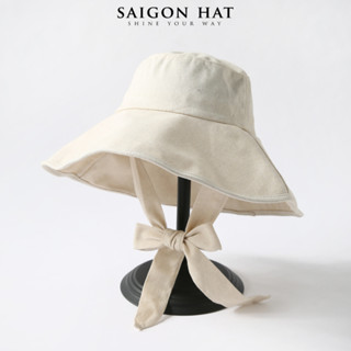 Mũ bucket nữ nón tai bèo rộng vành che nắng đi biển du lịch dây cột chất VẢI cotton thoáng mát phong cách nàng thơ