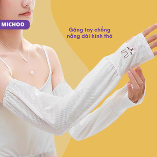 Găng Tay Chống Nắng Dài Hở Ngóng MICHOO Thông Hơi Hình Thỏ Dễ Thương