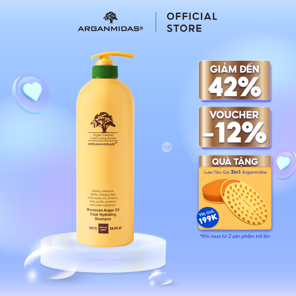 Dầu gội siêu dưỡng ẩm Arganmidas Moroccan Argan Oil Clear Hydrating Shampoo  - 1000ml