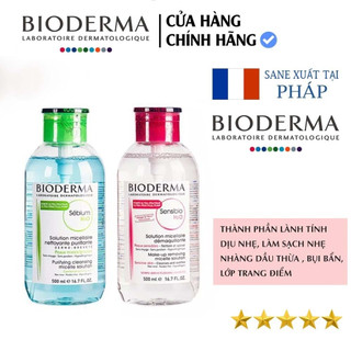 Nước Tẩy Trang Bioderma Cho Da Dầu Mụn Sebium, Da Nhạy Cảm Sensibio H2O Pháp 500ml