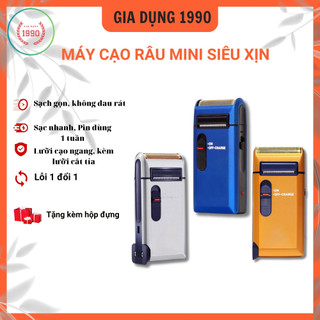 Máy cạo râu Khô, Máy Cạo nhanh không rát, lưỡi ngang 312 vỏ nhôm màu xanh kèm Hộp đựng sang trọng_gia dụng 1990