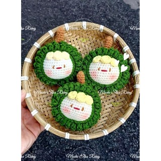Móc khoá len mochi, bé bánh bao sầu riêng xanh đẹp + hàng sẵn Tphcm