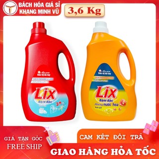 Nước giặt lix đậm đặc 3,6kg giặt máy cửa trên và giặt tay