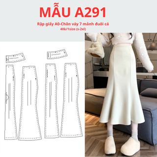 Rập giấy a0 chân váy 7 mảnh đuôi cá -mã a291