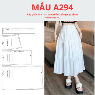 Rập giấy a0 chân váy 3 tầng nhún cạp chun -mã a294