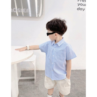 Áo sơ mi kẻ cộc tay Beemo dành cho bé trai 9-25kg, chất vải oxford đứng form, 4 màu