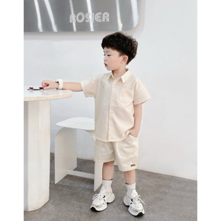 Áo sơ mi kẻ cộc tay Beemo dành cho bé trai 9-25kg, chất vải oxford đứng form, 4 màu
