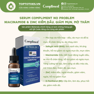 Serum Compliment No Problem Niacinamide & Zin C kiềm dầu, giảm mụn, mờ thâm