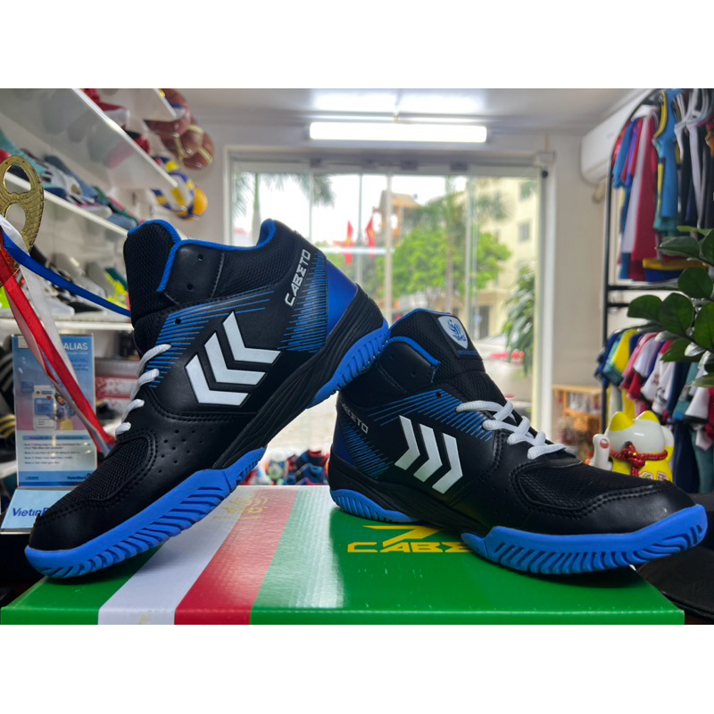 Giày bóng chuyền VHD Cabeto Classic đen xanh: Chuyên dụng bóng chuyền, bóng rổ. Cày sân bê tông ko đ