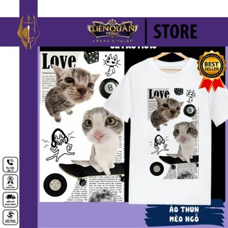 Áo thun mèo dễ thương vui nhộn funny tee cat kitten kitty tay ngắn unisex | LIÊN QUÂN STORE