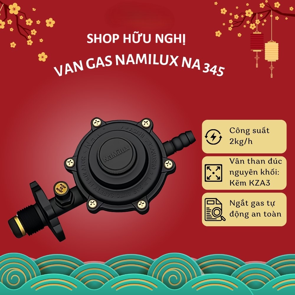 Van ngắt gas tự động Namilux NA-345S Tiêu chuẩn Nhật Bản, hàng chính hãng, van bình gas xám vàng