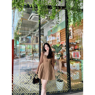 ĐẦM 2S ĐAN NGỰC KÈM ÁO KHOÁC CROPTOP