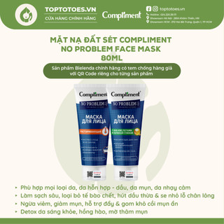 Mặt nạ đất sét Compliment No Problem Face Mask làm sạch sâu, giảm mụn, se lỗ chân lông 80ml
