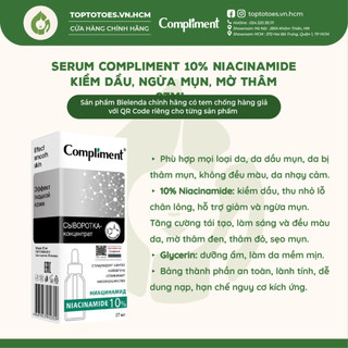 Serum Compliment 10% Niacinamide kiềm dầu, ngừa mụn, mờ thâm 27ml