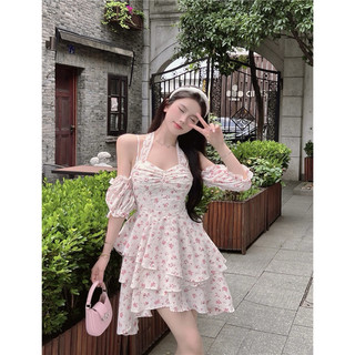 Đầm công chúa tiểu thư hoa nhí bồng bềnh dễ thương vintage nhẹ nhàng|Đầm xoè ngọt ngào đáng yêu dạo phố cafe chụp ảnh