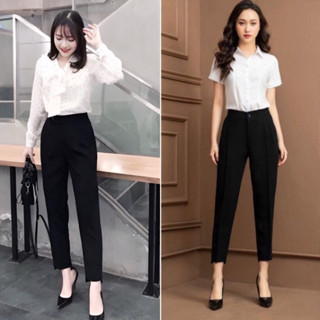  Quần Baggy Gấu Lệch Nữ TOTOSA Màu Đen Phong Cách Hàn Quốc Chất Vải Cao Cấp_M279 