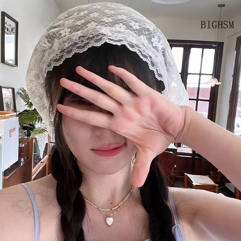 khăn trùm đầu tam giác viền ren, khăn tuban đội đầu phong cách Hàn Quốc, khăn bandana nhiều mẫu thuu