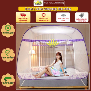 [LOẠI 2 CỬA] Mùng chụp đỉnh vuông Hoàng Phát [HÀNG CAO CẤP] Mùng chụp có viền chân - Mùng Hoàng Phát