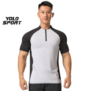 Áo Thun Thể Thao Nam Phom Ôm Body Dây Kéo Chạy Bộ Tập Gym Thể Hình Chất Thun Lạnh Thoáng Mát Co Giãn 4 Chiều Nhanh Khô