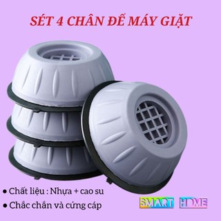 Sét 4 chân đế máy giặt , chân kê máy giặt bằng nhựa và cao su