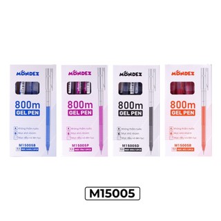 Bút gel mực nước ngòi 0.5mm mondez m15005b, 4 màu mực xanh, đen, đỏ, tím.