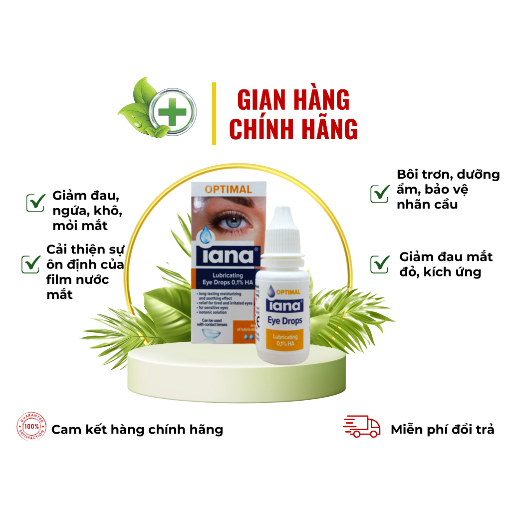 [Mua 1 tặng 1 NaCl] NƯỚC MẮT NHÂN TẠO IANA HA 0.1% - DƯỠNG ẨM, BẢO VỆ, GIẢM KHÔ MẮT, MỎI MẮT