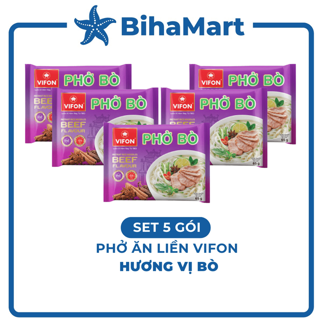 [SET 5 GÓI] - VIFON – Phở Vifon ăn liền hương vị Bò (65g/gói) – Phở ăn liền Vifon