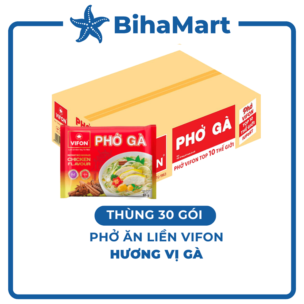 [THÙNG 30 GÓI] - VIFON – Phở Vifon ăn liền hương vị Gà (65g/gói) – Phở ăn liền Vifon