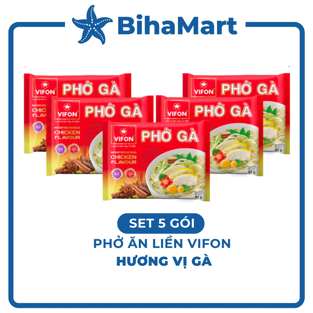 [SET 5 GÓI] - VIFON – Phở Vifon ăn liền hương vị Gà (65g/gói) – Phở ăn liền Vifon