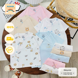 Bộ cộc tay bé trai bé gái sơ sinh chất liệu thoáng mát co dãn bốn chiều thấm hút mồ hôi an toàn cho bé