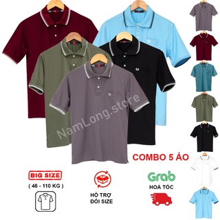 Áo thun polo nam trung niên có túi chất vải cotton mềm mịn thoáng mát form suông rộng thoải mái combo 5 áo trơn