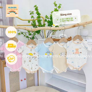 Bodysuit body chip cộc bé trai bé gái sơ sinh từ 0-9 tháng chất liệu petit mềm mại thấm hút mồ hôi thoáng mát màu pattel