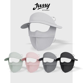 Khẩu Trang Chống Tia UV Kèm Vành Mũ Che Nắng JKT05 Jussy Official Vải Thun Lụa Băng Mát Lạnh, Ngăn Bụi Mịn, UPF50+
