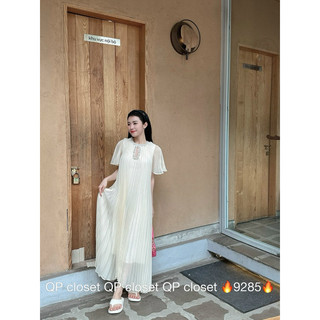 Váy tơ dập ly cổ đá 9285 Size sm