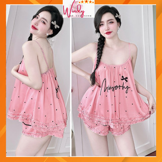 Đồ ngủ đùi nữ mặc nhà siêu xinh lụa latin loại 1 in 3d quyến rũ dễ thương, freesize 45-65kg windy boutique