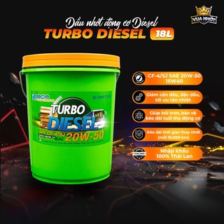 Nhớt xe tải, ô tô máy dầu bcp thái lan turbo diesel cf4/sj 20w50 10.000km thùng/xô 18 lít chính hãng