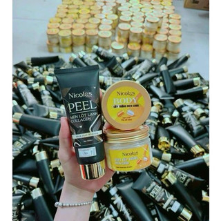 Combo Peel Men Lột Lạnh Combo Peel Men Lột Lạnh Collagen và Body Cấy Trắng Thanh Nhi NICOLAS