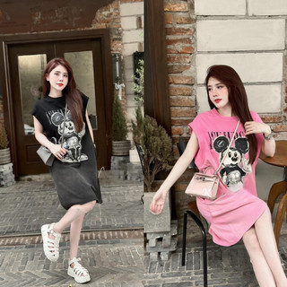 Váy bé gái, váy cotton loang dáng suông họa tiết Mickey cho bé 10-30kg