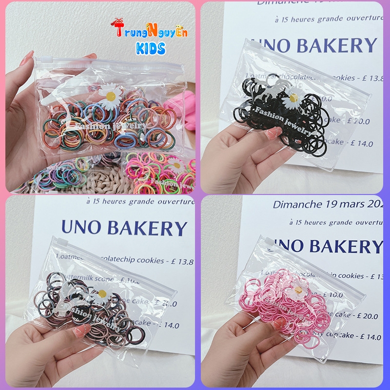 Dây Buộc Tóc Mẫu Mới Cho Bé Kèm Túi Zip Set 100c/Túi