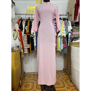 Áo dài 2tà màu hồng trơn lụa mỹ 180k