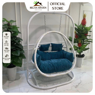 Xích đu phượng hoàng bọ cạp khung sắt sơn tĩnh điện cuốn mây nhựa 3d cao cấp decor ban công sân vườn - relax haven hcm