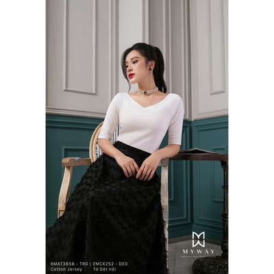 Áo Thun Nữ Tay Lỡ MY WAY Cổ V Sang Trọng 6MAT385Bw TR0