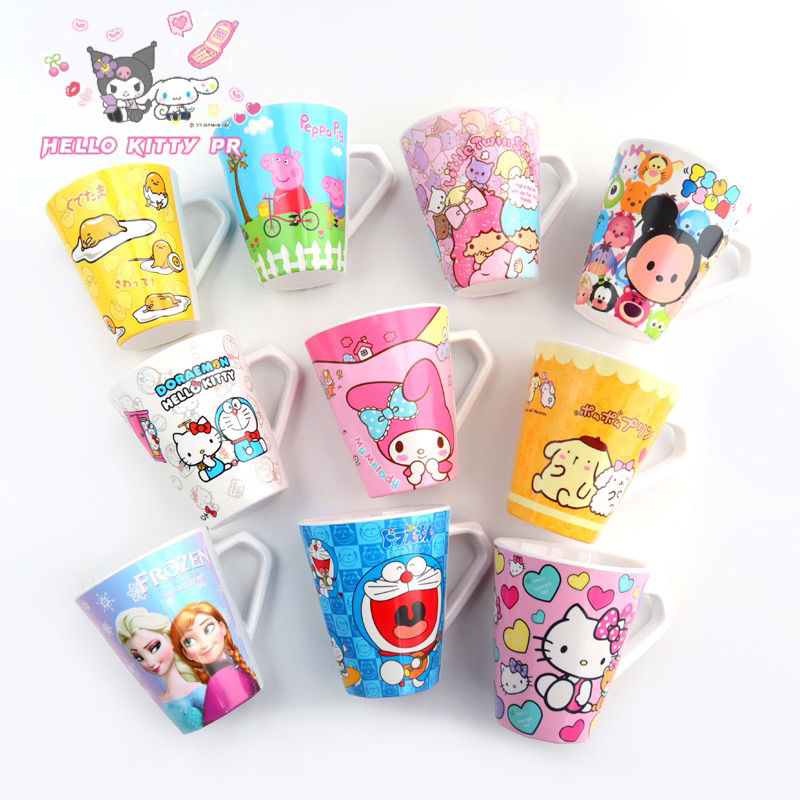 Ly có quai - ống hút HelloKitty - Doremon Doraemon - Melody