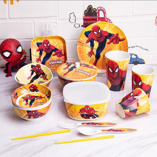 Tô, ly cốc, chén bát, muỗng thìa, dĩa, nĩa, khay mâm Spider Man người nhện