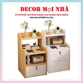 Tủ để đầu giường - tab đầu giường dáng cao có ngăn kéo khóa gỗ mdf cao cấp kiểu dáng sang trọng