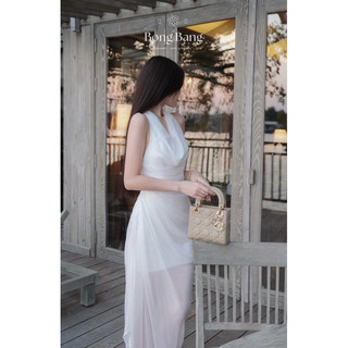[SẴN Chính chủ Chaungan Clothing] Đầm tơ cổ đổ hở lưng gợi cảm sang trọng Chouchou Clothing Đoàn Ngân Châu