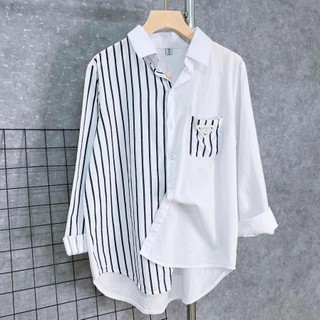 Áo Sơ Mi Nữ Kẻ Sọc Dài Tay Chất Liệu Thô Hàn Thoáng Mát  mềm mại dễ mặc dễ phối đồ S3222