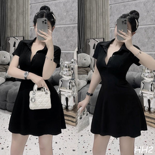Váy Polo Đen Form A Tôn Dáng (Hàng Loại 1) Đầm Polo Đen Form A Dáng Ngắn