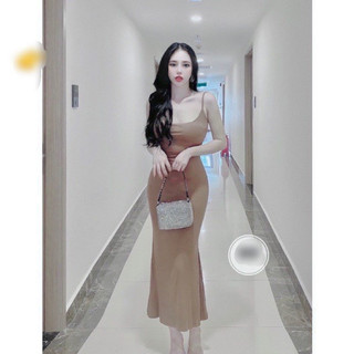 Đầm maxi dây dài khoéc sau lưng có mút