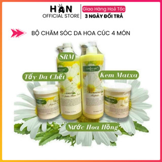 Bộ Chăm Sóc Da Hoa Cúc | Bộ 4 Món Tẩy Da Chết, Kem Massage, Mặt Sữa Rửa, Mặt Nước Hoa Hồng.